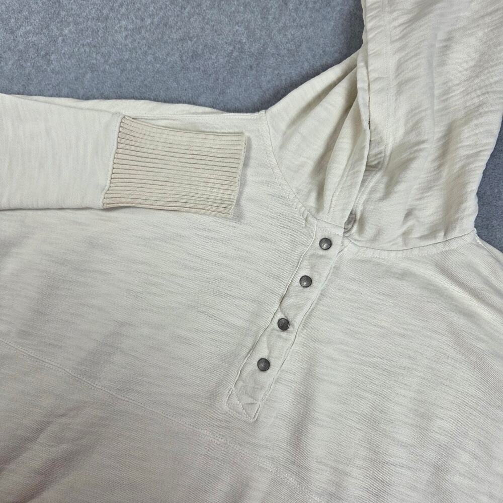 FP Movement Free People Large Cream color Honey Dove Pullover Qtr Button Hoodie